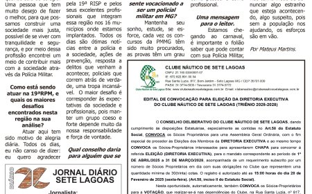 Jornal Diário Sete Lagoas de sexta-feira dia 7 de fevereiro de 2025