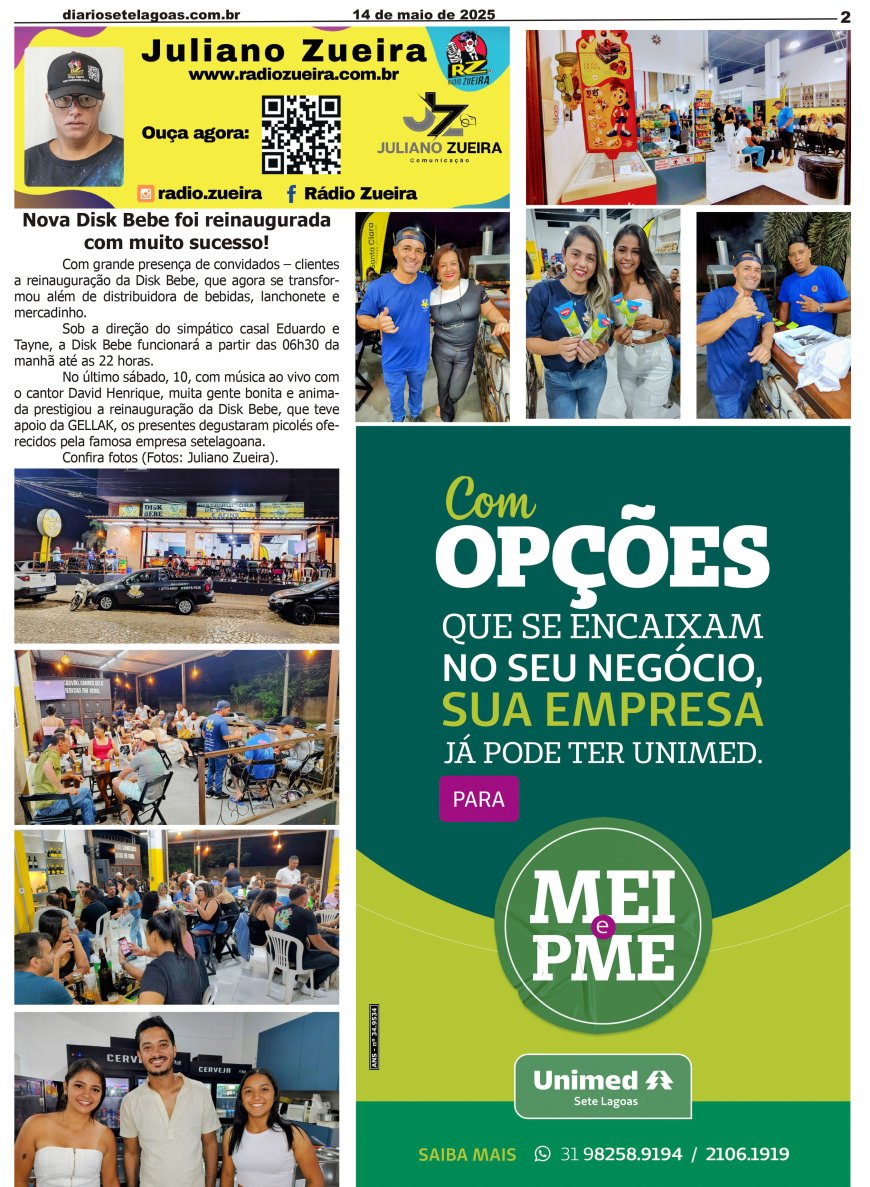 Jornal Diário Sete Lagoas de quarta-feira dia 14 de maio de 2025