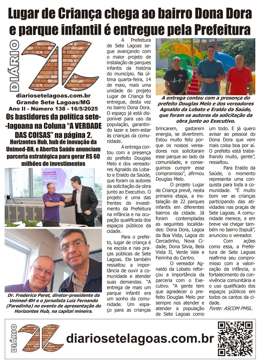 Jornal Diário Sete Lagoas de sexta-feira dia 16 de maio de 2025