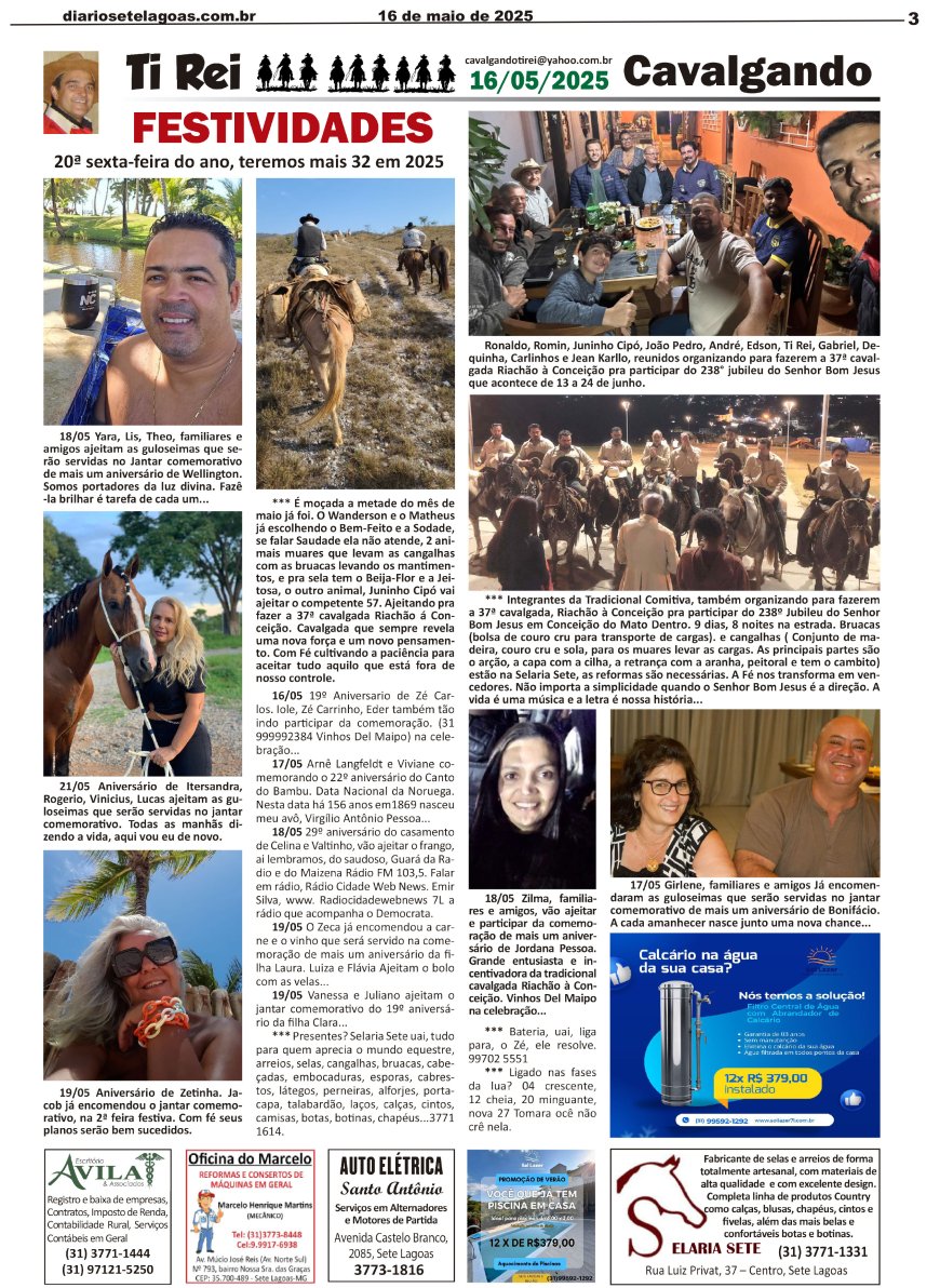 Jornal Diário Sete Lagoas de sexta-feira dia 16 de maio de 2025