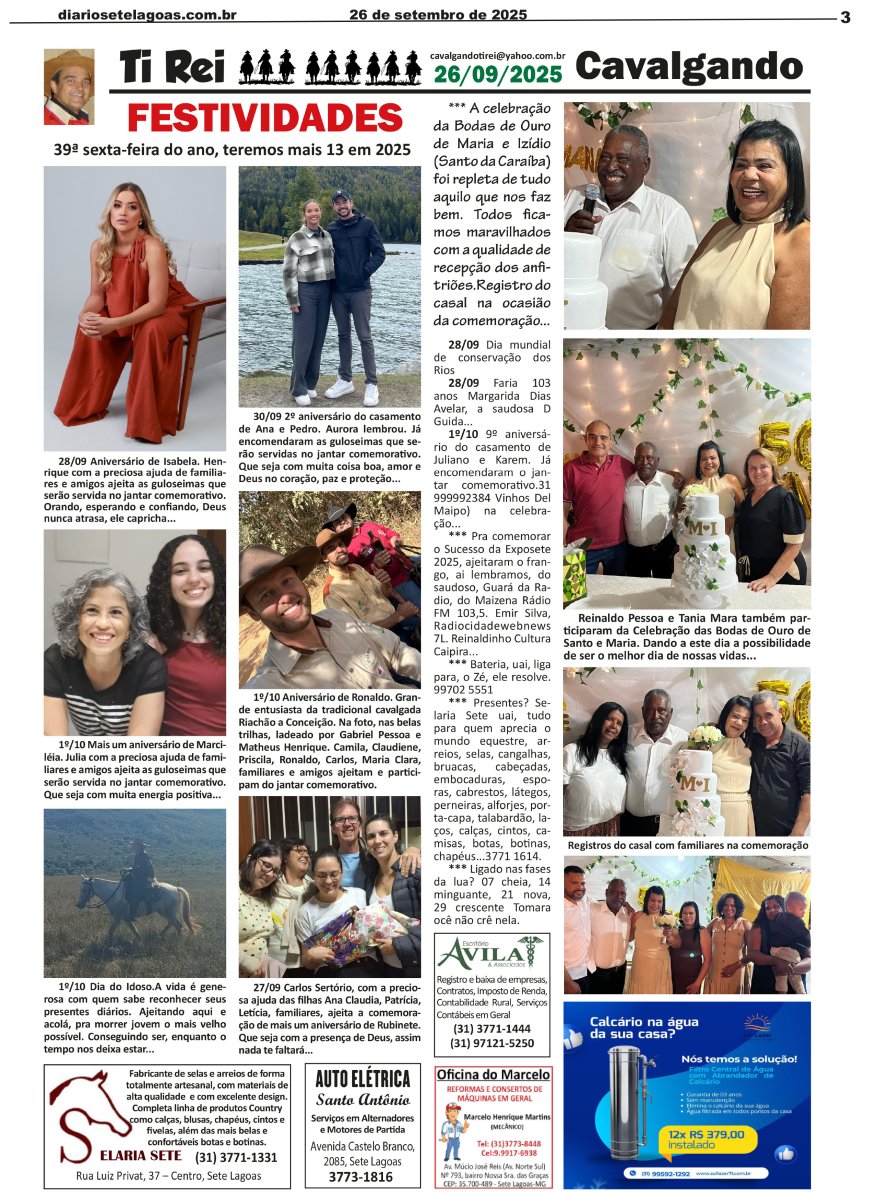 Jornal Diário Sete Lagoas de sexta-feira dia 26 de setembro de 2025