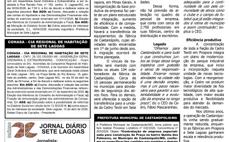 Jornal Diário Sete Lagoas de terça-feira dia 21 de abril de 2026