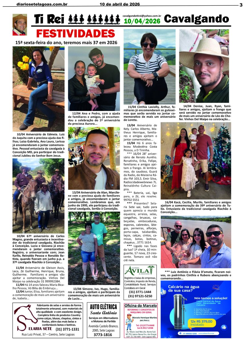 Jornal Diário Sete Lagoas de sexta-feira dia 10 de abril de 2026