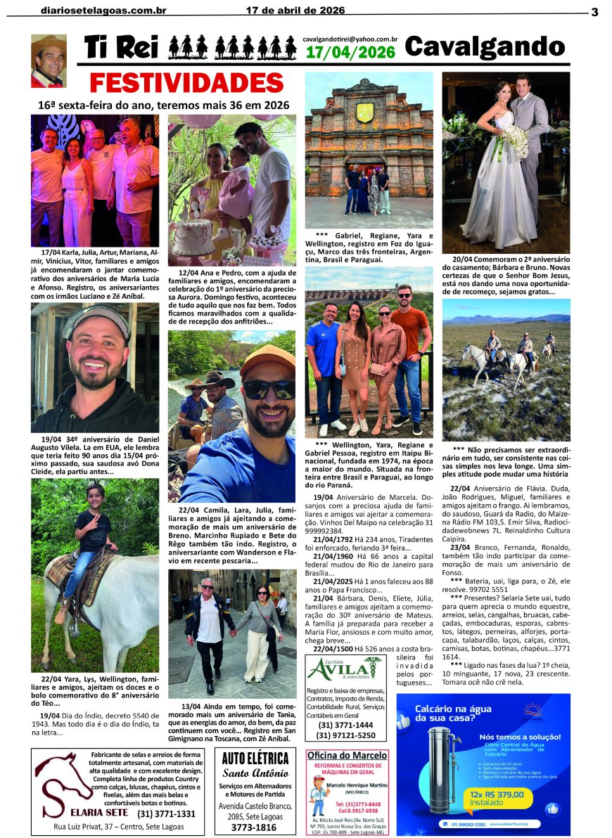 Jornal Diário Sete Lagoas de sexta-feira dia 17 de abril de 2026