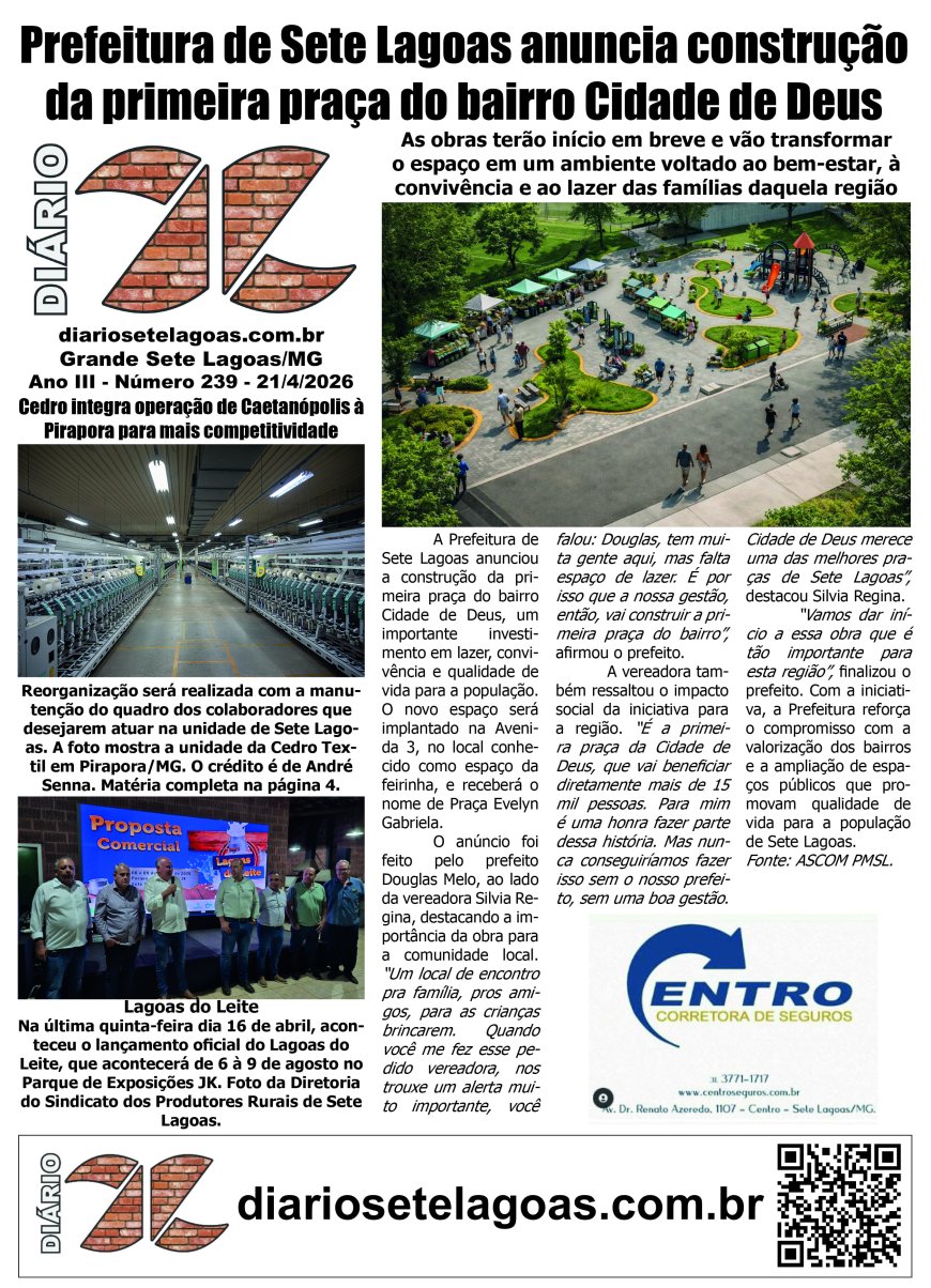 Jornal Diário Sete Lagoas de terça-feira dia 21 de abril de 2026