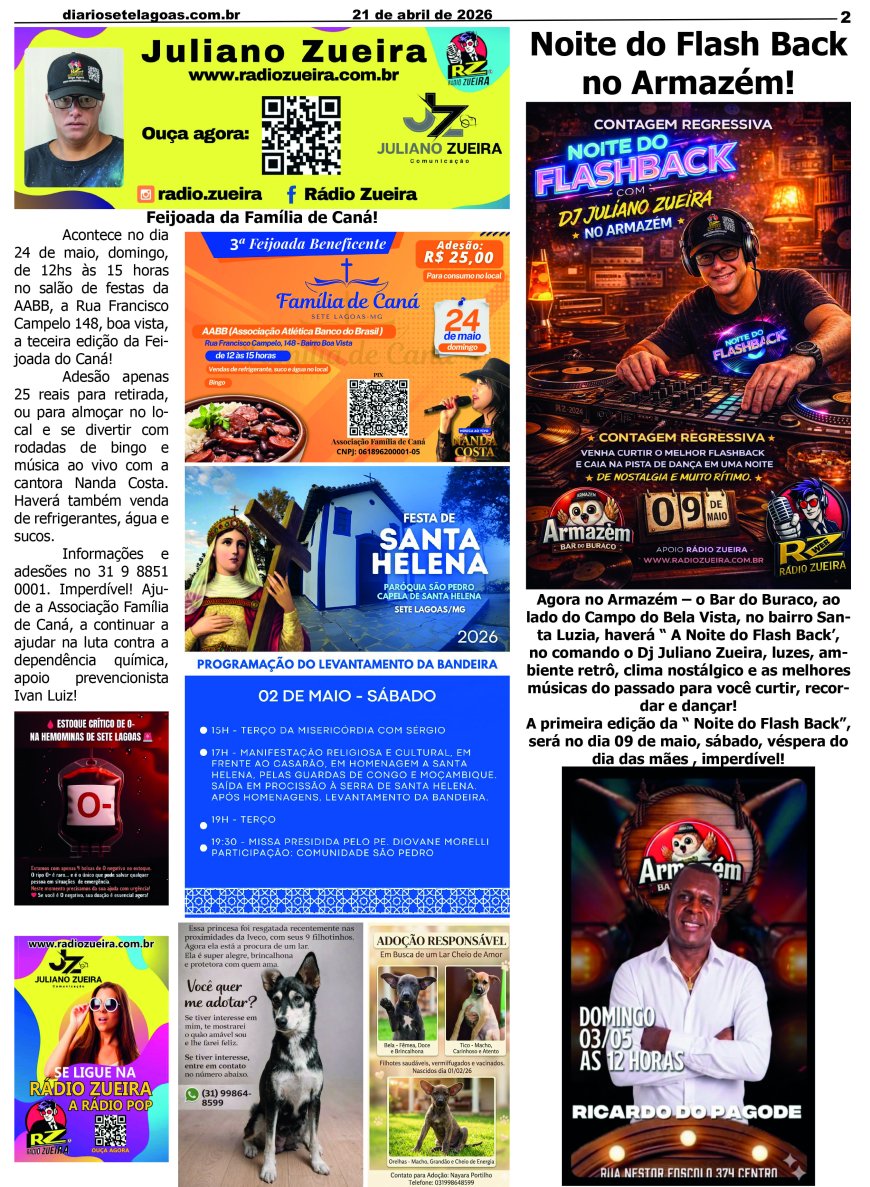 Jornal Diário Sete Lagoas de terça-feira dia 21 de abril de 2026