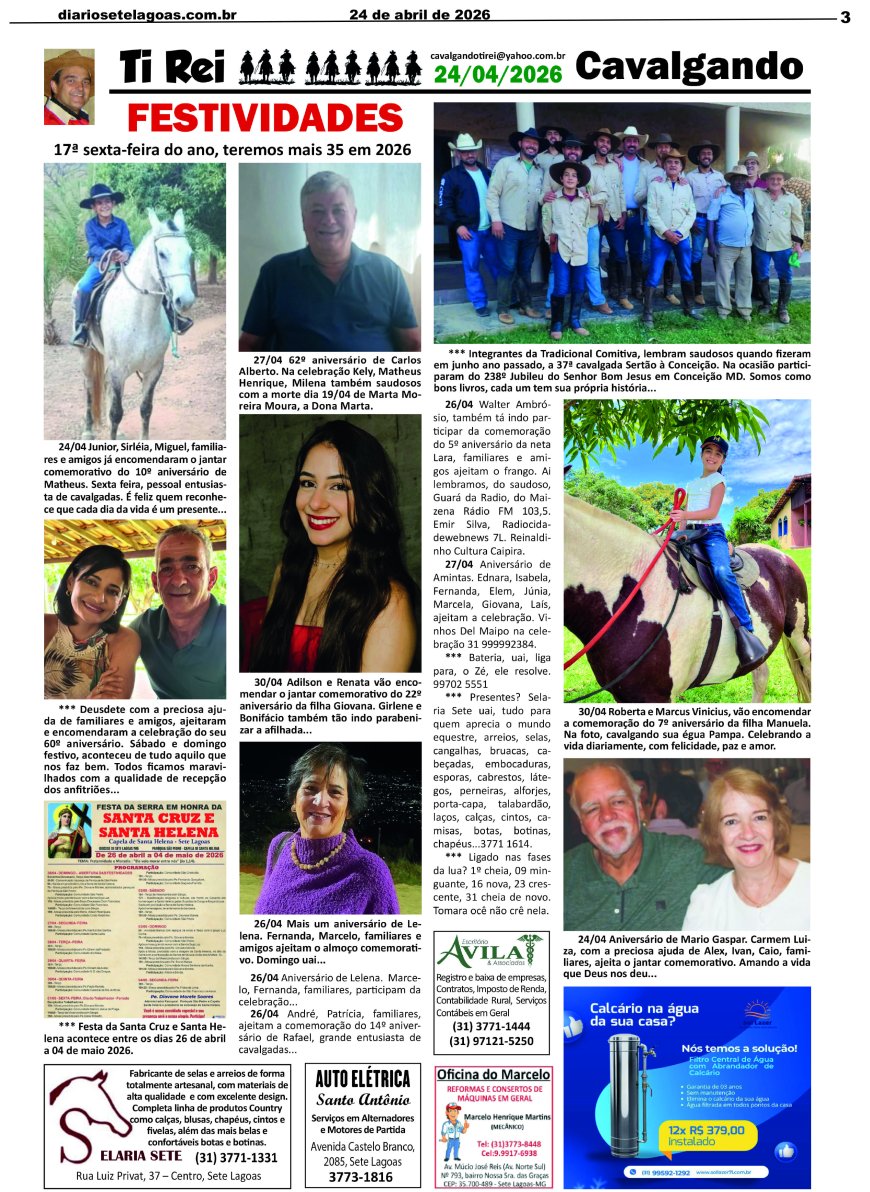 Jornal Diário Sete Lagoas de sexta-feira dia 24 de abril de 2026