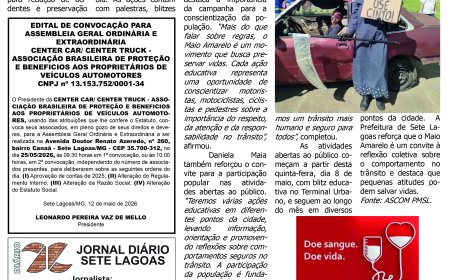 Jornal Diário Sete Lagoas de terça-feira dia 12 de maio de 2026