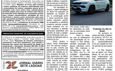 Jornal Diário Sete Lagoas de quinta-feira dia 14 de maio de 2026