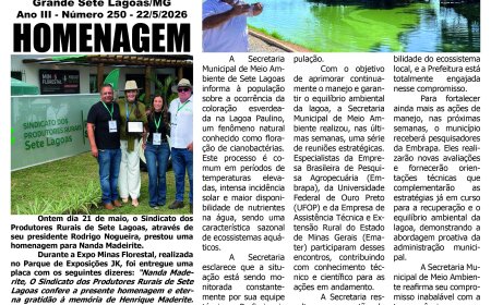 Jornal Diário Sete Lagoas de sexta-feira dia 22 de maio de 2026