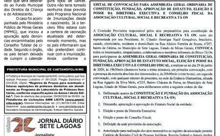 Jornal Diário Sete Lagoas de sábado dia 30 de maio de 2026
