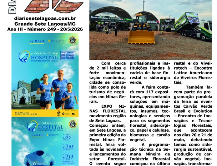 Jornal Diário Sete Lagoas de quarta-feira dia 20 de maio de 2026