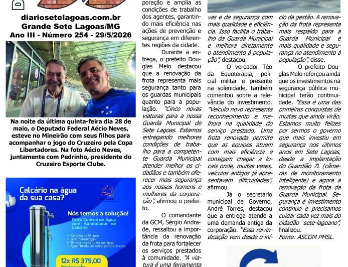 Jornal Diário Sete Lagoas de sexta-feira dia 29 de maio de 2026