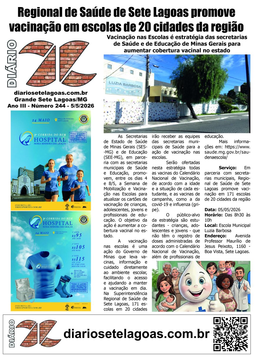 Jornal Diário Sete Lagoas de terça-feira dia 5 de maio de 2026