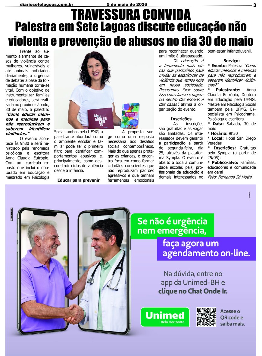 Jornal Diário Sete Lagoas de terça-feira dia 5 de maio de 2026