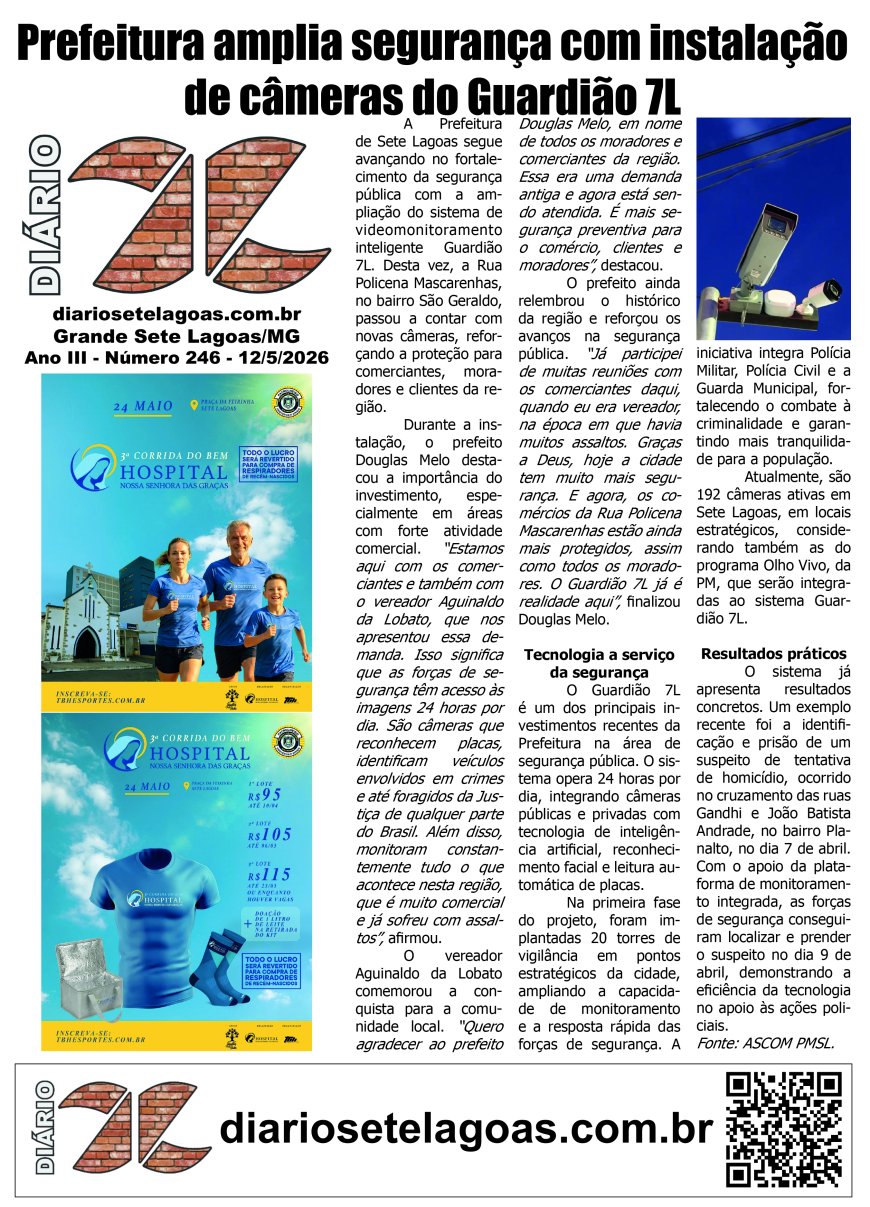 Jornal Diário Sete Lagoas de terça-feira dia 12 de maio de 2026