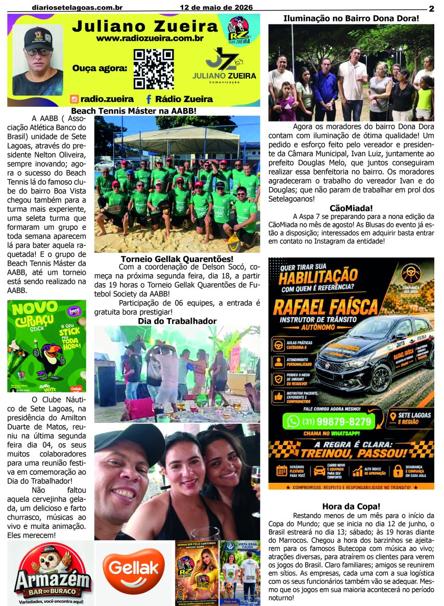 Jornal Diário Sete Lagoas de terça-feira dia 12 de maio de 2026