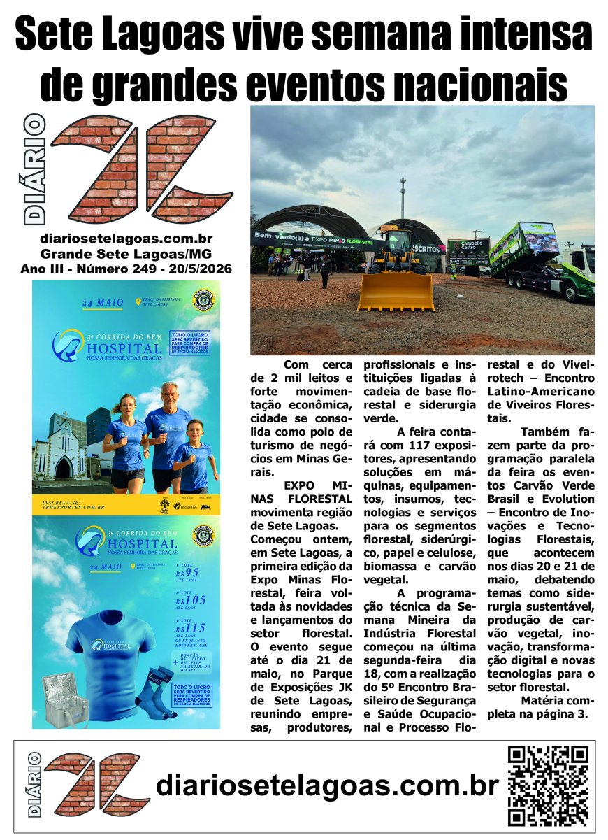 Jornal Diário Sete Lagoas de quarta-feira dia 20 de maio de 2026