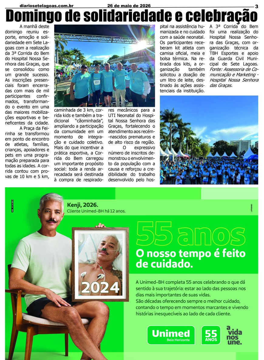 Jornal Diário Sete Lagoas de terça-feira dia 26 de maio de 2026