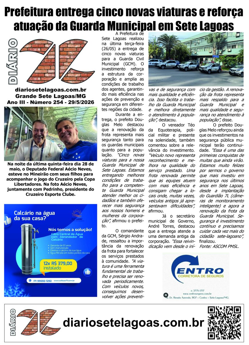 Jornal Diário Sete Lagoas de sexta-feira dia 29 de maio de 2026