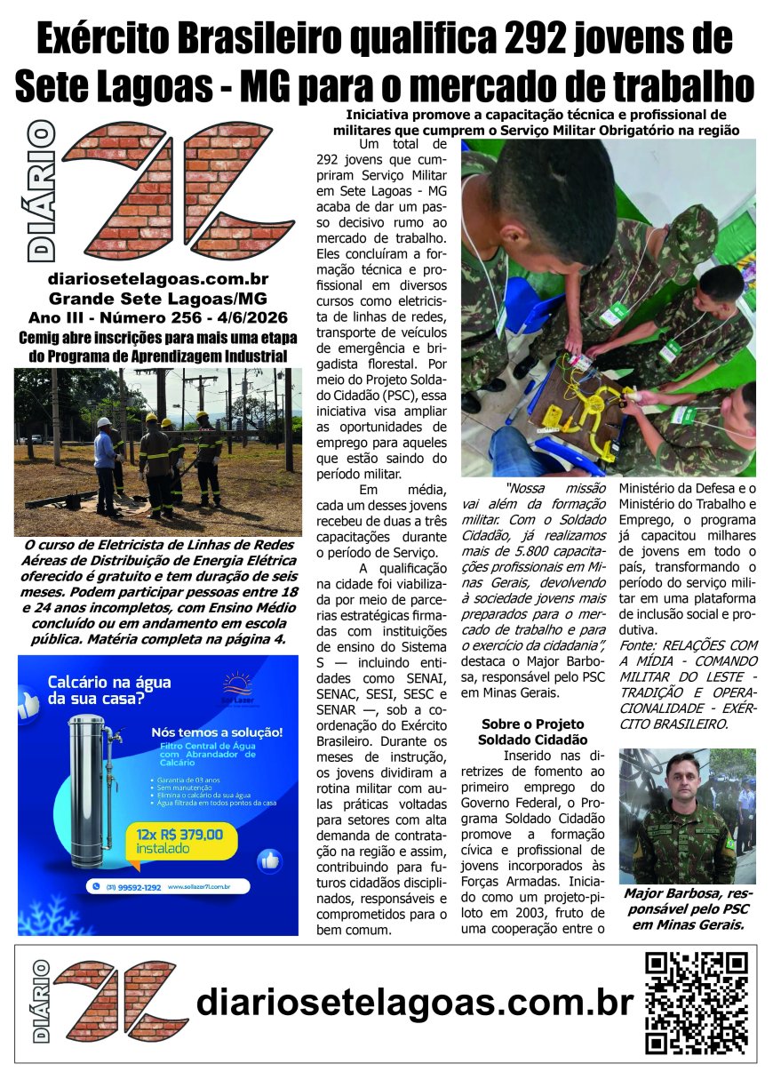 Jornal Diário Sete Lagoas de quinta-feira dia 4 de junho de 2026
