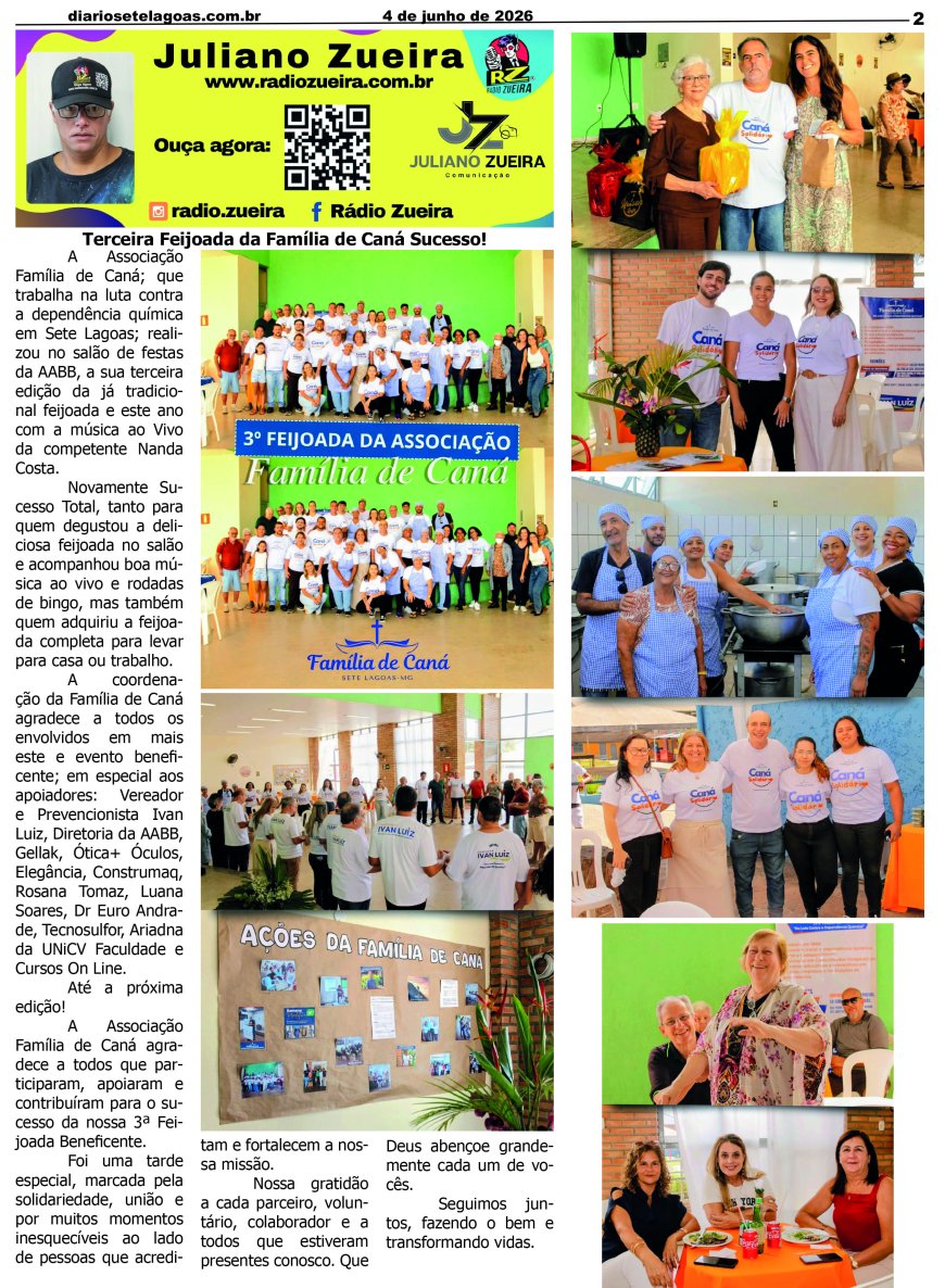 Jornal Diário Sete Lagoas de quinta-feira dia 4 de junho de 2026