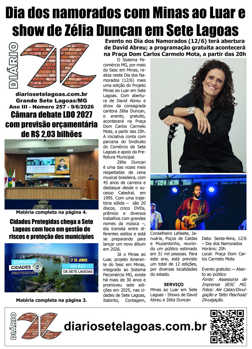Jornal Diário Sete Lagoas de terça-feira dia 9 de junho de 2026