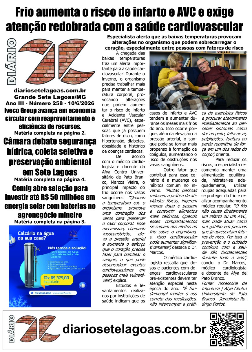 Jornal Diário Sete Lagoas de quarta-feira dia 10 de junho de 2026