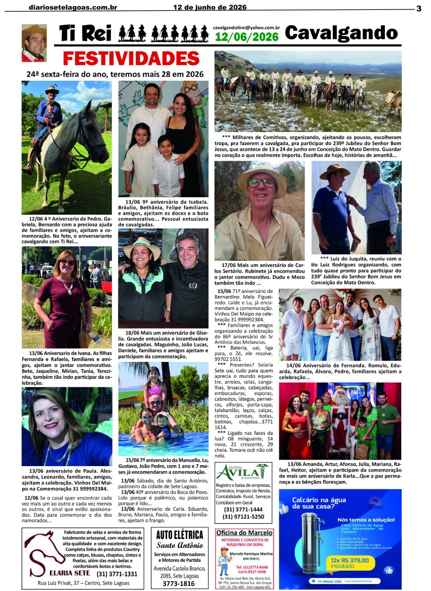 Jornal Diário Sete Lagoas de sexta-feira dia 12 de junho de 2026