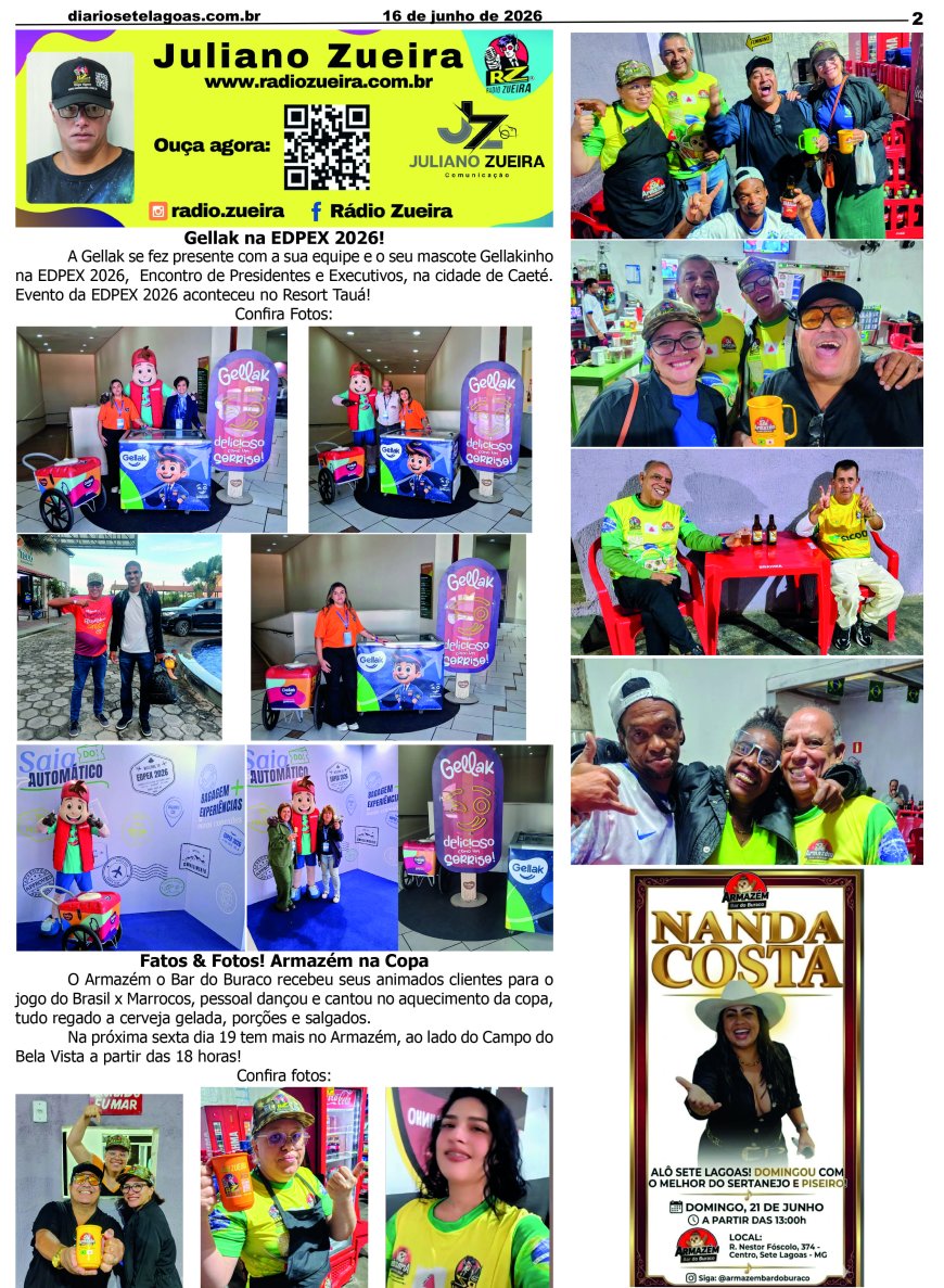 Jornal Diário Sete Lagoas de terça-feira dia 16 de junho de 2026