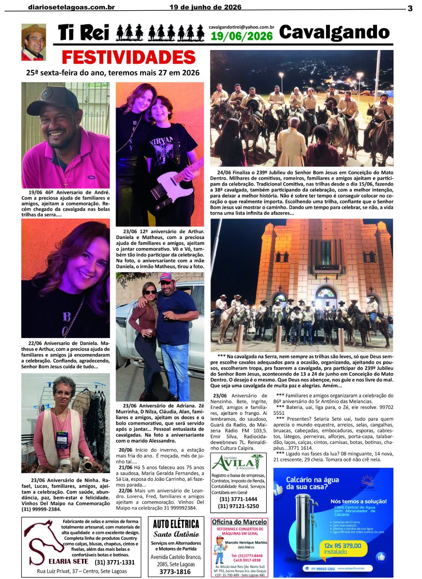 Jornal Diário Sete Lagoas de sexta-feira dia 19 de junho de 2026
