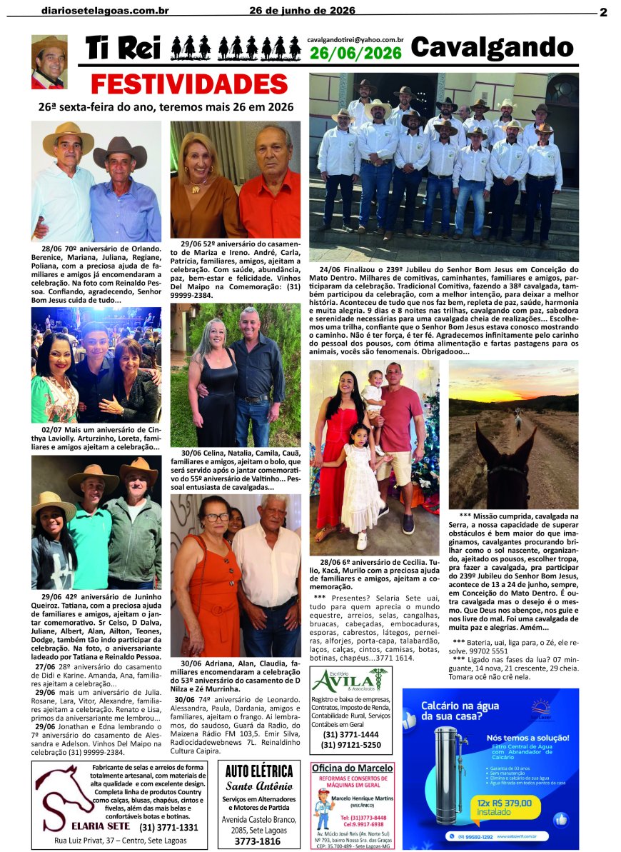 Jornal Diário Sete Lagoas de sexta-feira dia 26 de junho de 2026