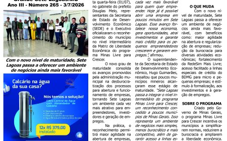 Jornal Diário Sete Lagoas de sexta-feira dia 3 de julho de 2026