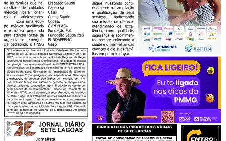 Jornal Diário Sete Lagoas de terça-feira dia 14 de julho de 2026