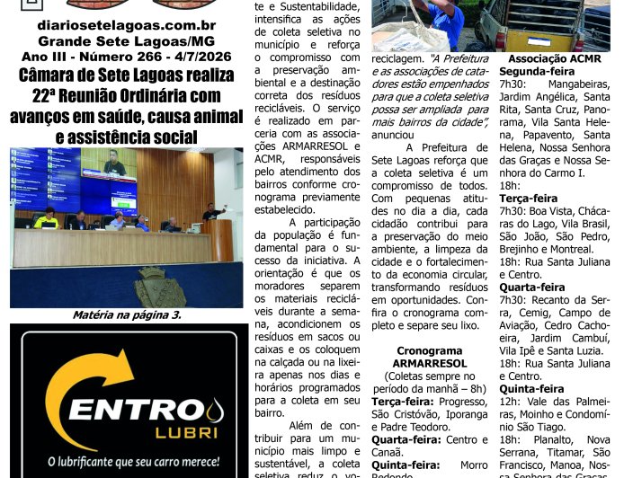 Jornal Diário Sete Lagoas de sábado dia 4 de julho de 2026