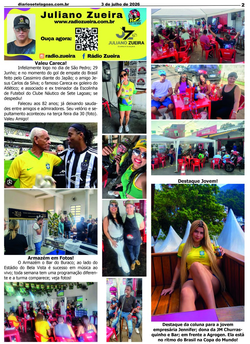 Jornal Diário Sete Lagoas de sexta-feira dia 3 de julho de 2026