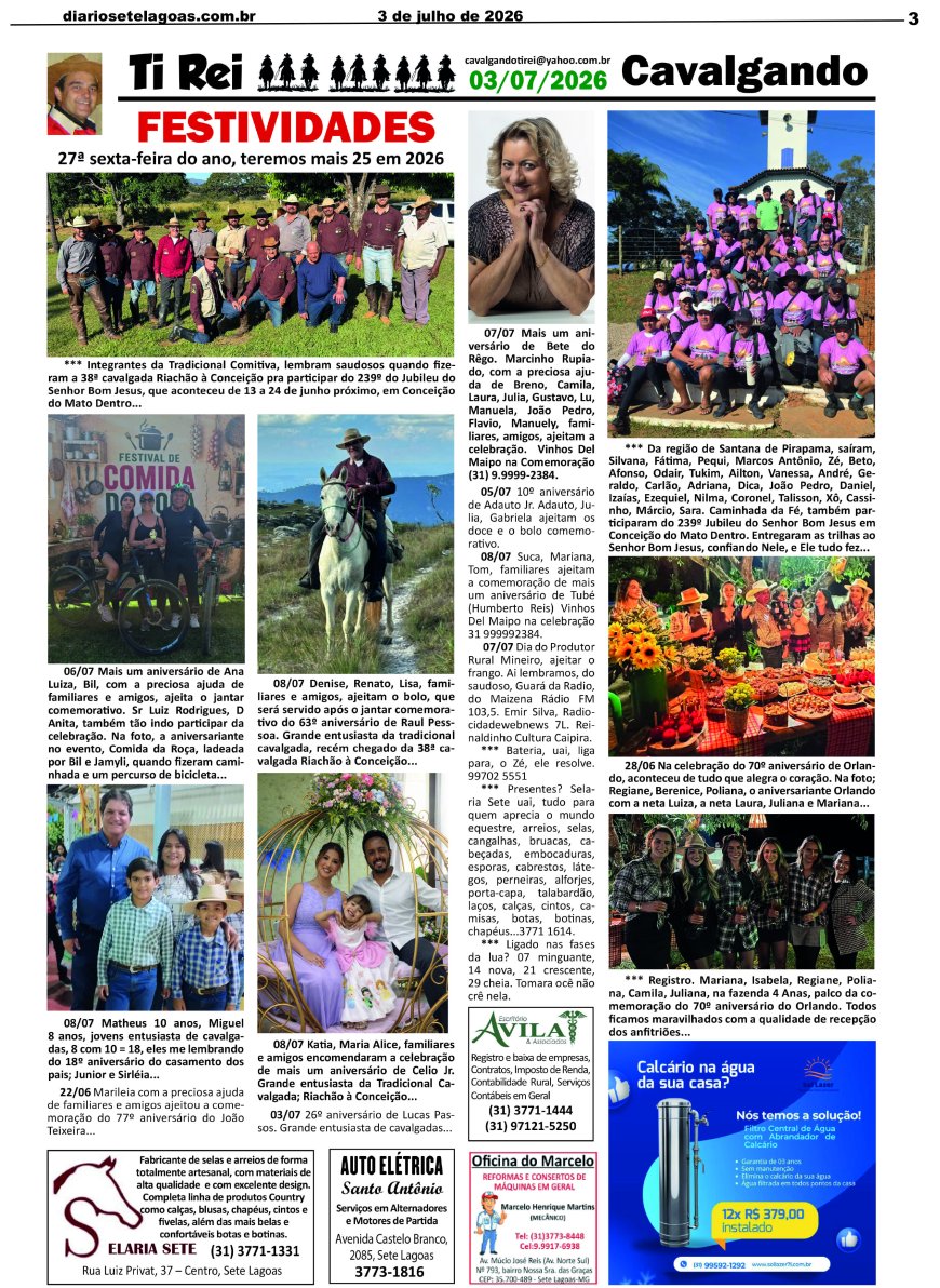 Jornal Diário Sete Lagoas de sexta-feira dia 3 de julho de 2026