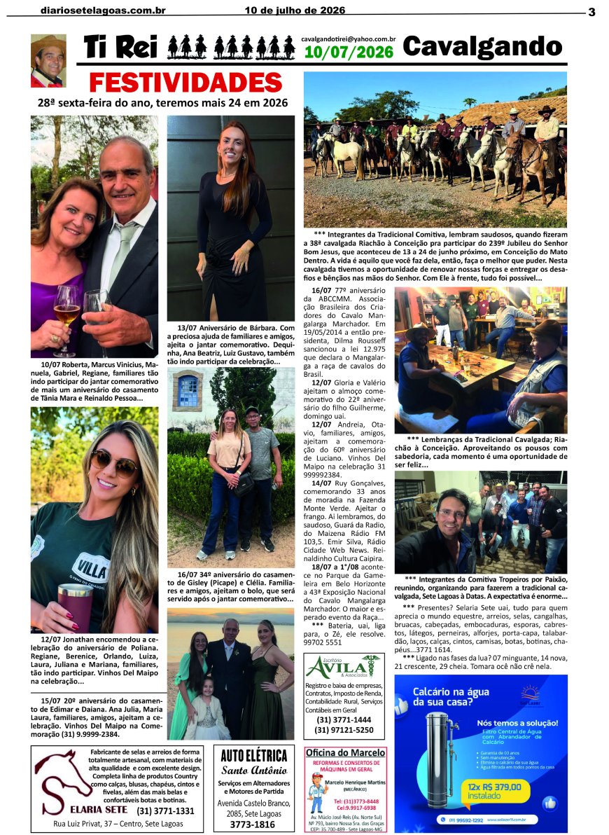 Jornal Diário Sete Lagoas de sexta-feira dia 10 de julho de 2026