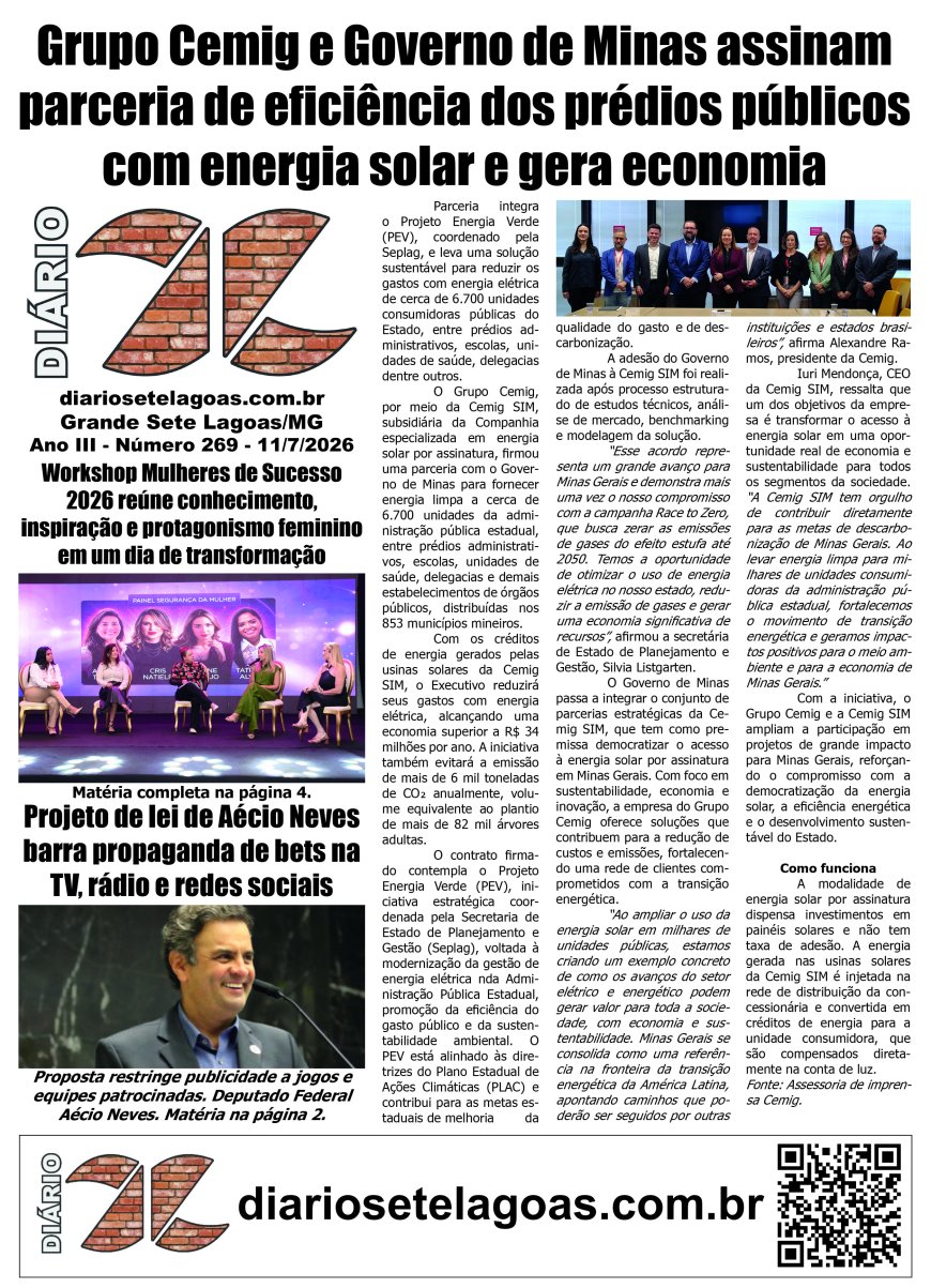 Jornal Diário Sete Lagoas de sábado dia 11 de julho de 2026